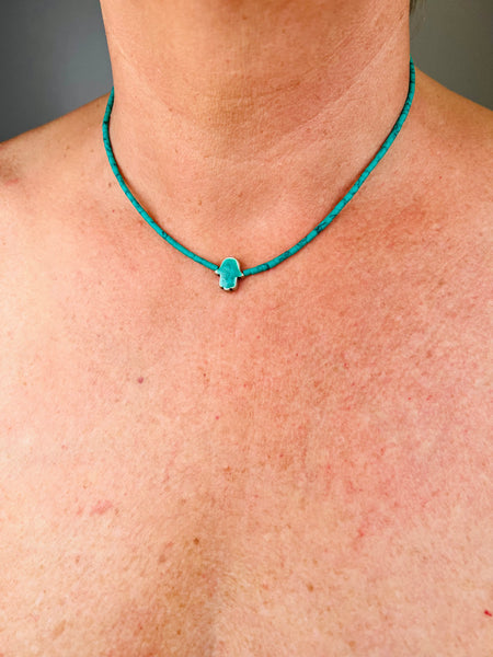 Kette Fatimas Hand Türkis