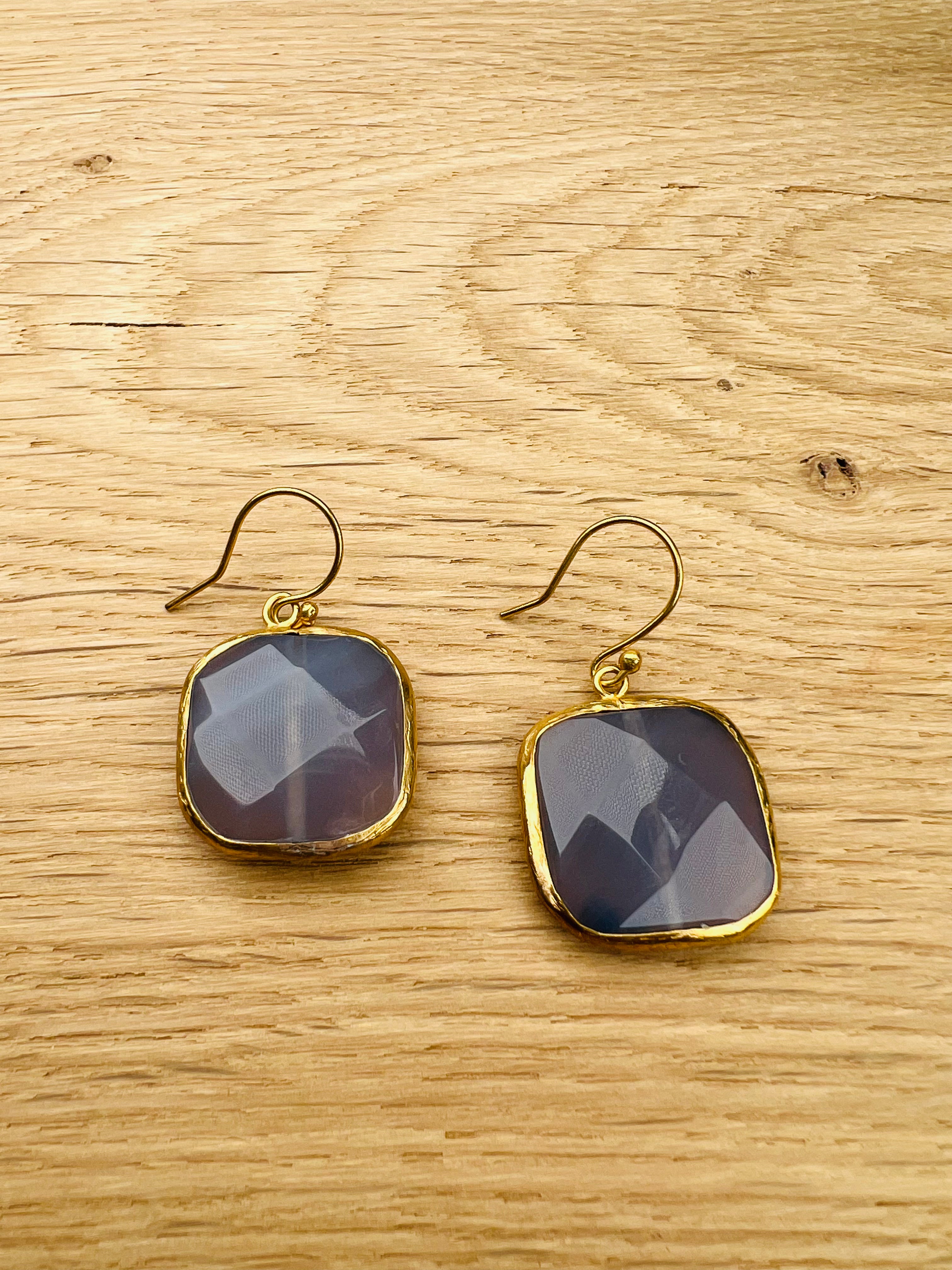 Ohrringe Halbedelstein Smoke in Goldfassung