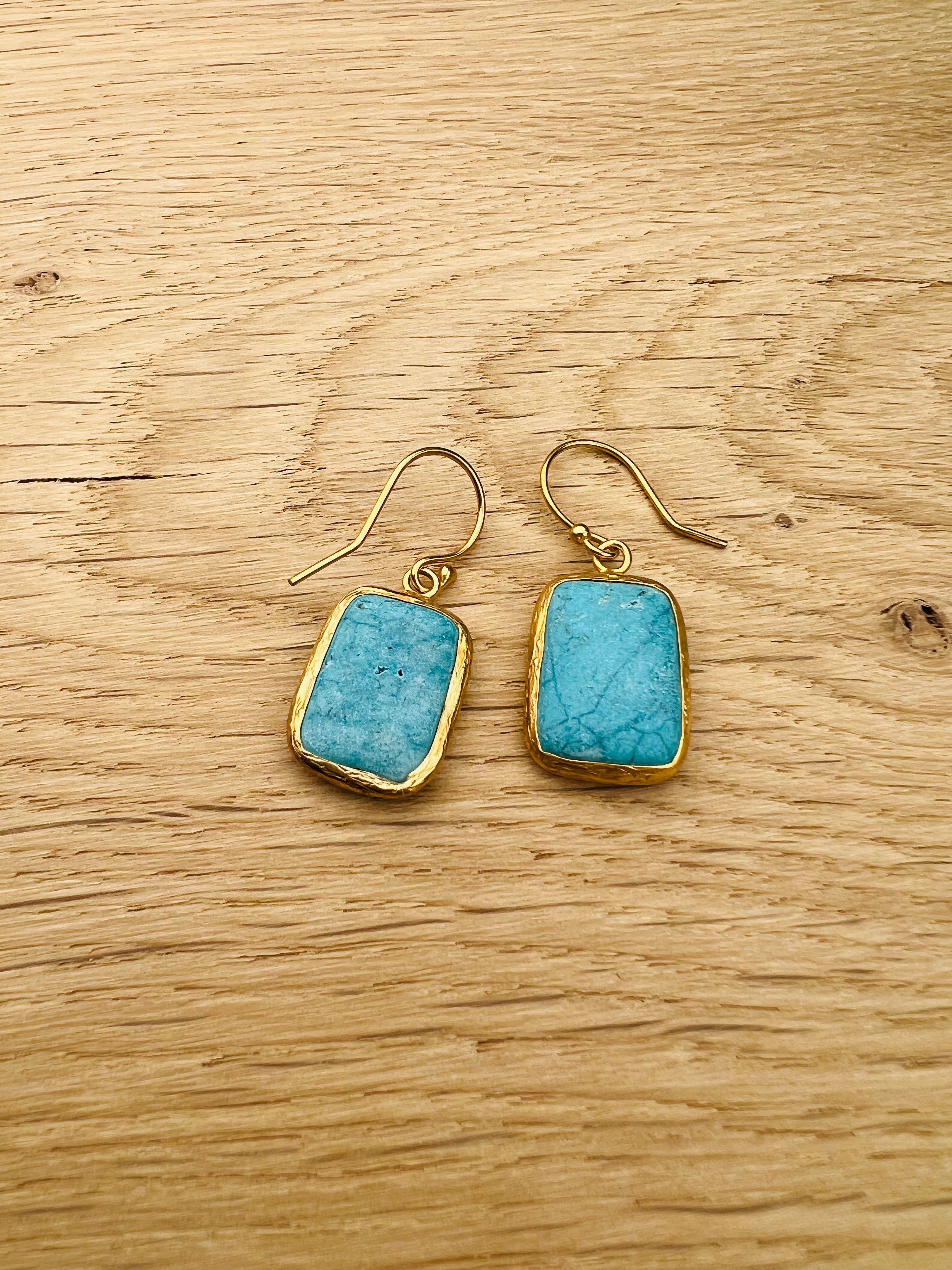 Ohrringe Halbedelstein Türkis in Goldfassung