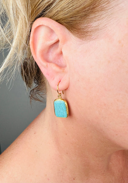 Ohrringe Halbedelstein Türkis in Goldfassung