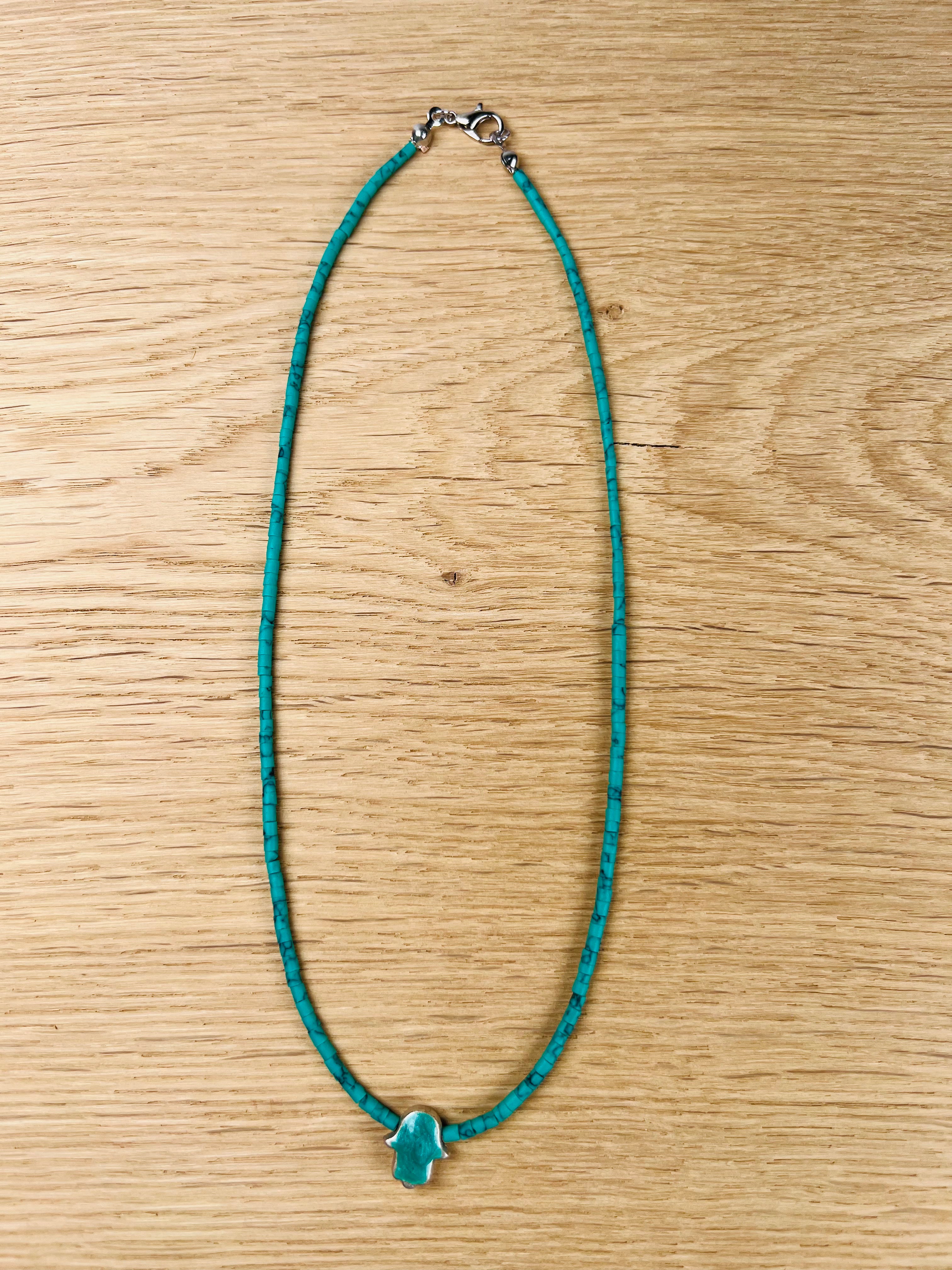 Kette Fatimas Hand Türkis