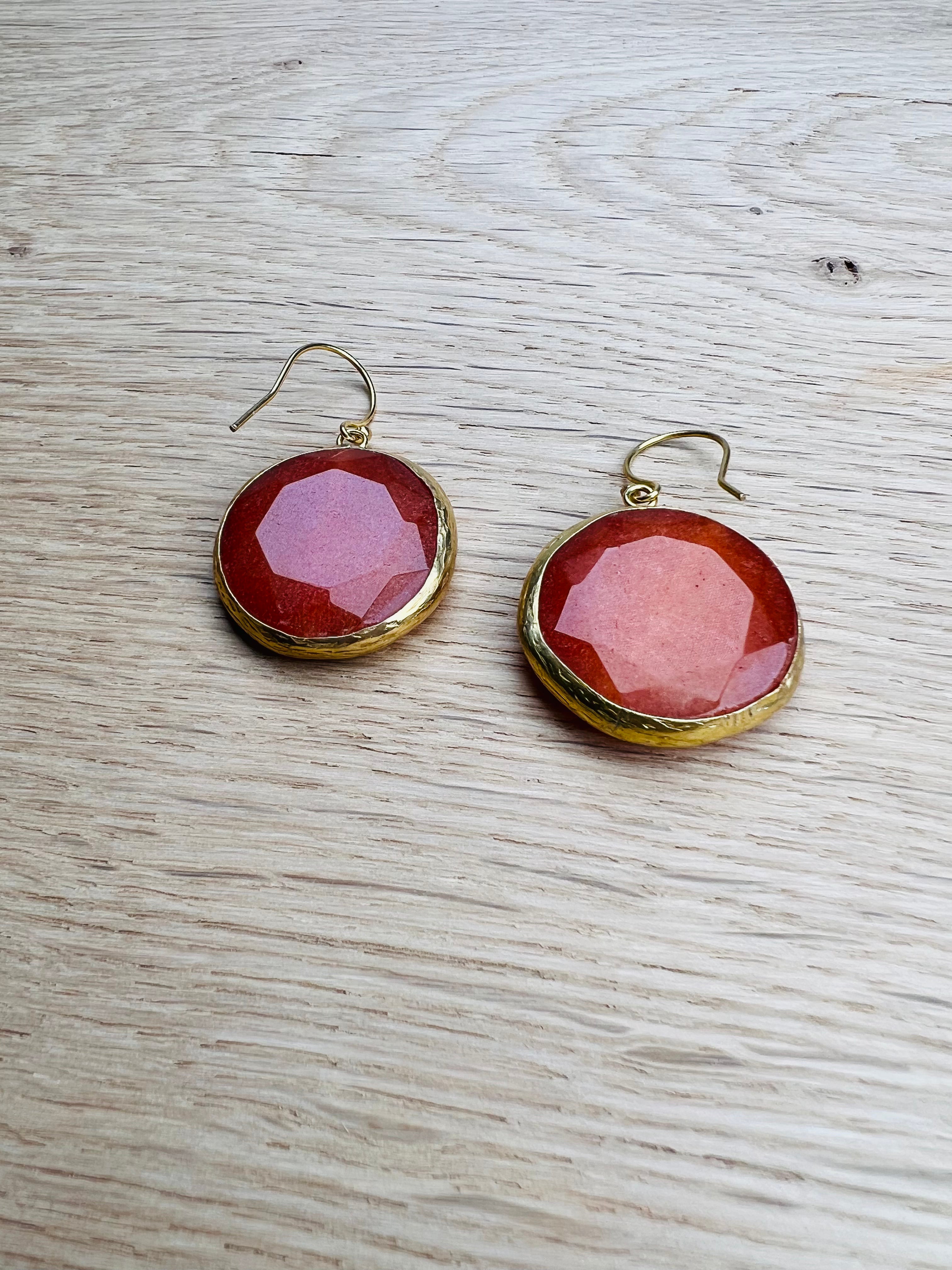 Ohrringe Halbedelstein Caramel in Goldfassung