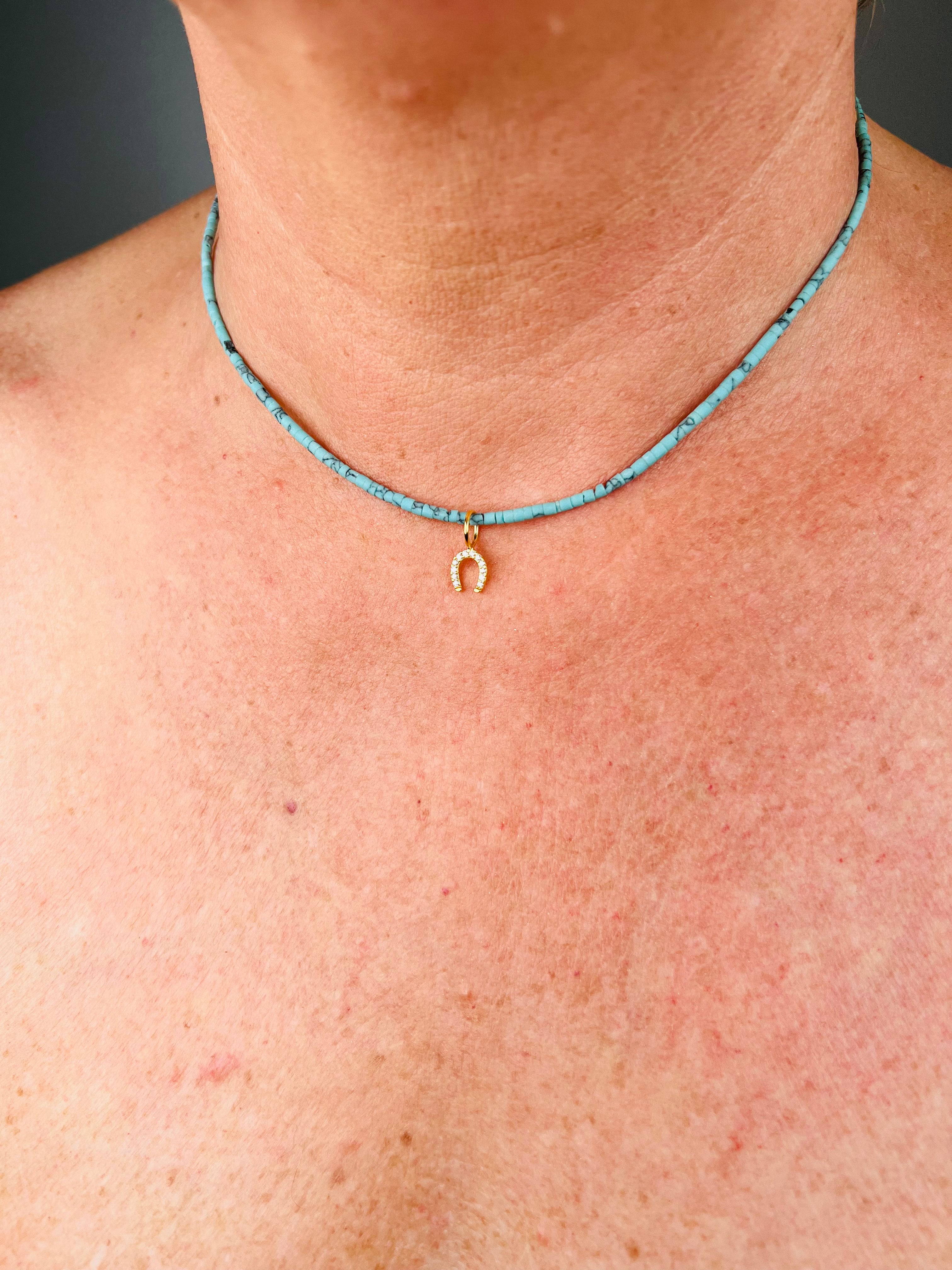 Kette türkis mit Glücksanhänger Gold