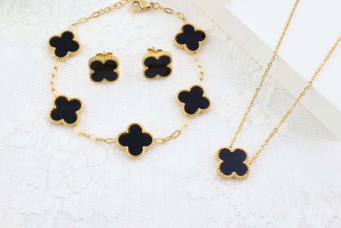 Kleeblatt 3 teiliges SET 18 Karat Goldveredelung • Statement Ohrringe • Hochwertiger Edelstahl •