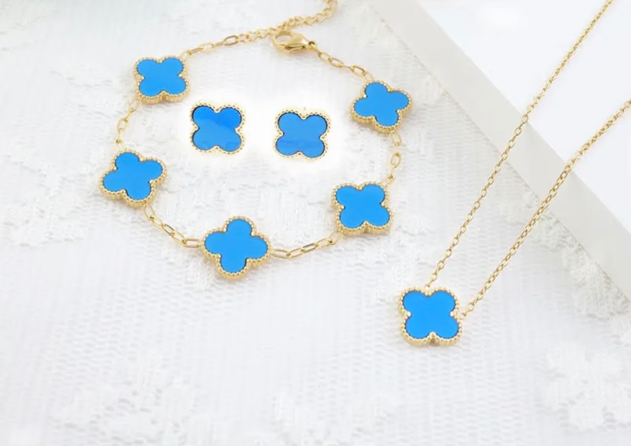 Kleeblatt 3 teiliges SET 18 Karat Goldveredelung • Statement Ohrringe • Hochwertiger Edelstahl •