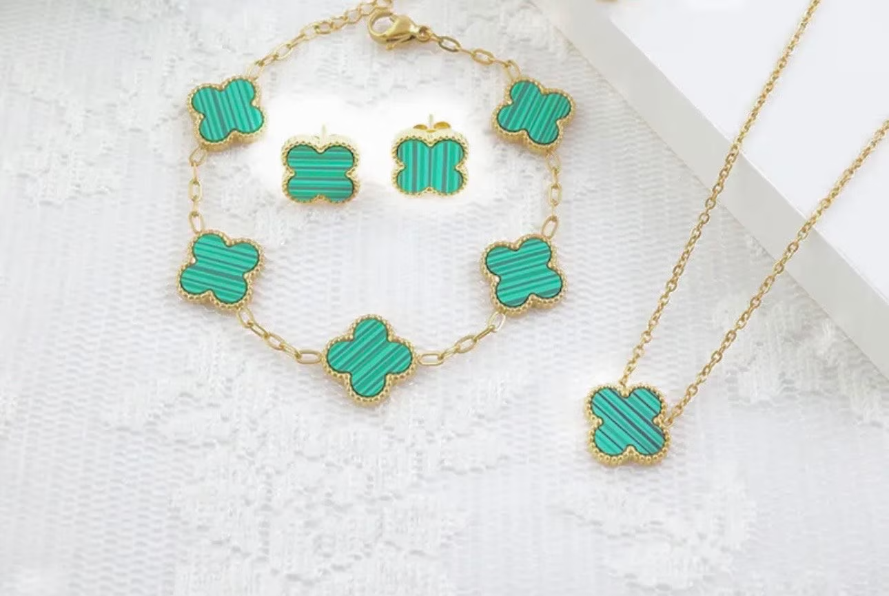 Kleeblatt 3 teiliges SET 18 Karat Goldveredelung • Statement Ohrringe • Hochwertiger Edelstahl •