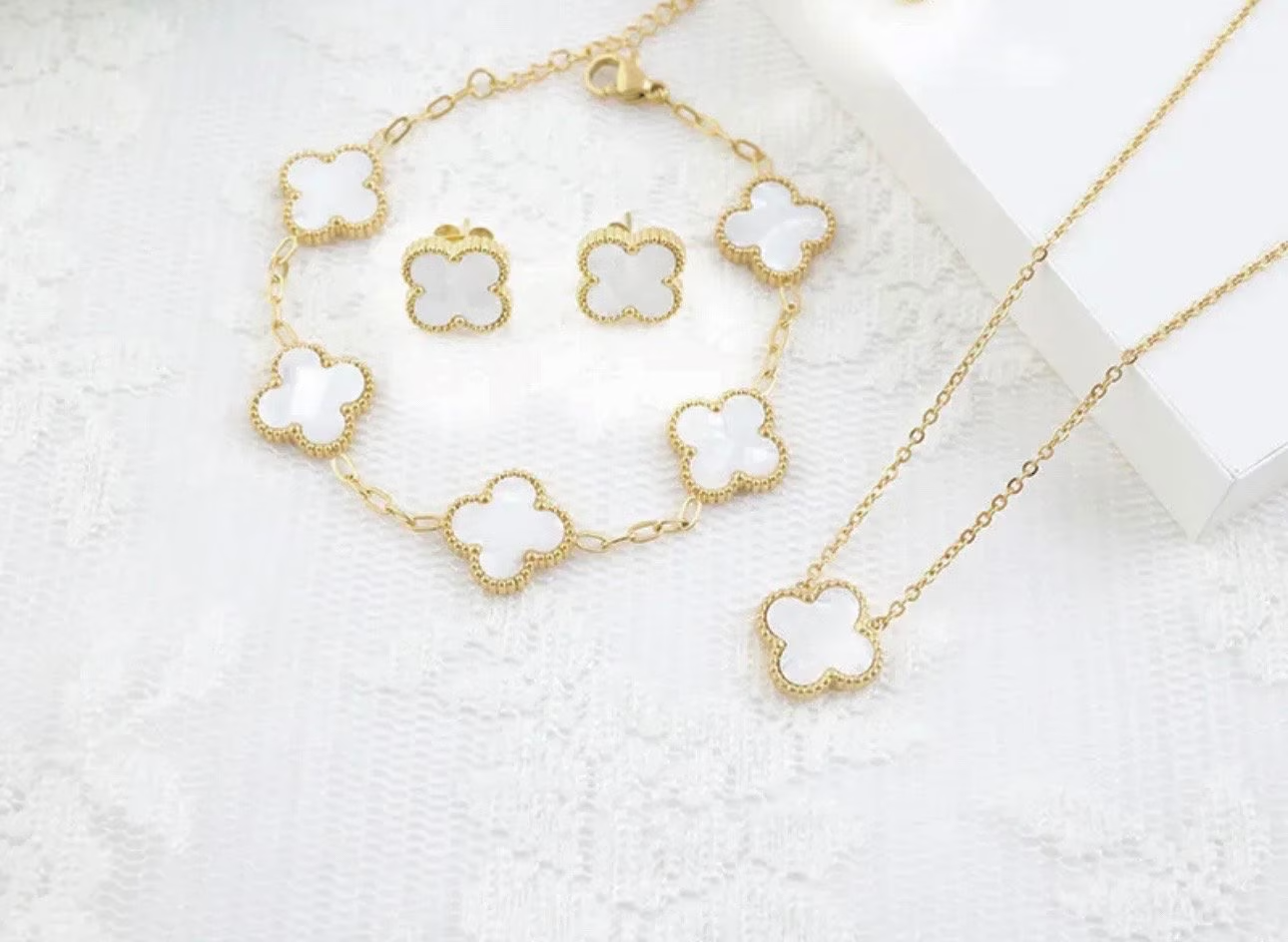 Kleeblatt 3 teiliges SET 18 Karat Goldveredelung • Statement Ohrringe • Hochwertiger Edelstahl •