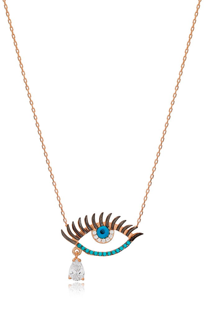 Kette MAGIC BLUE EYE mit Träne gold