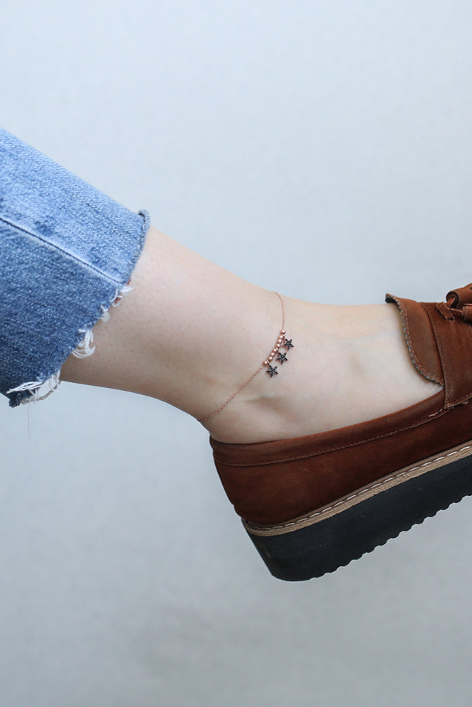 Fußkette 3 Sternchen roségold