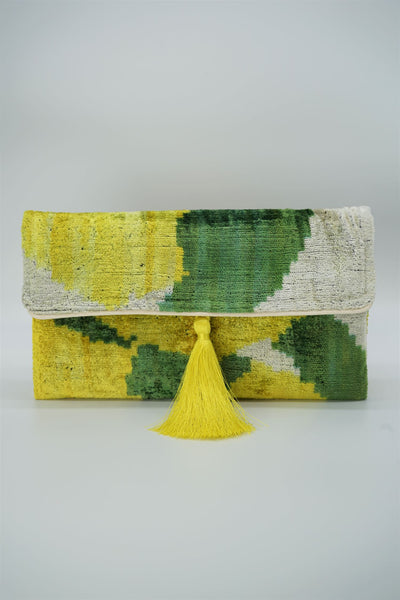 Clutch Seidensamt LOOPY LEMON gelb