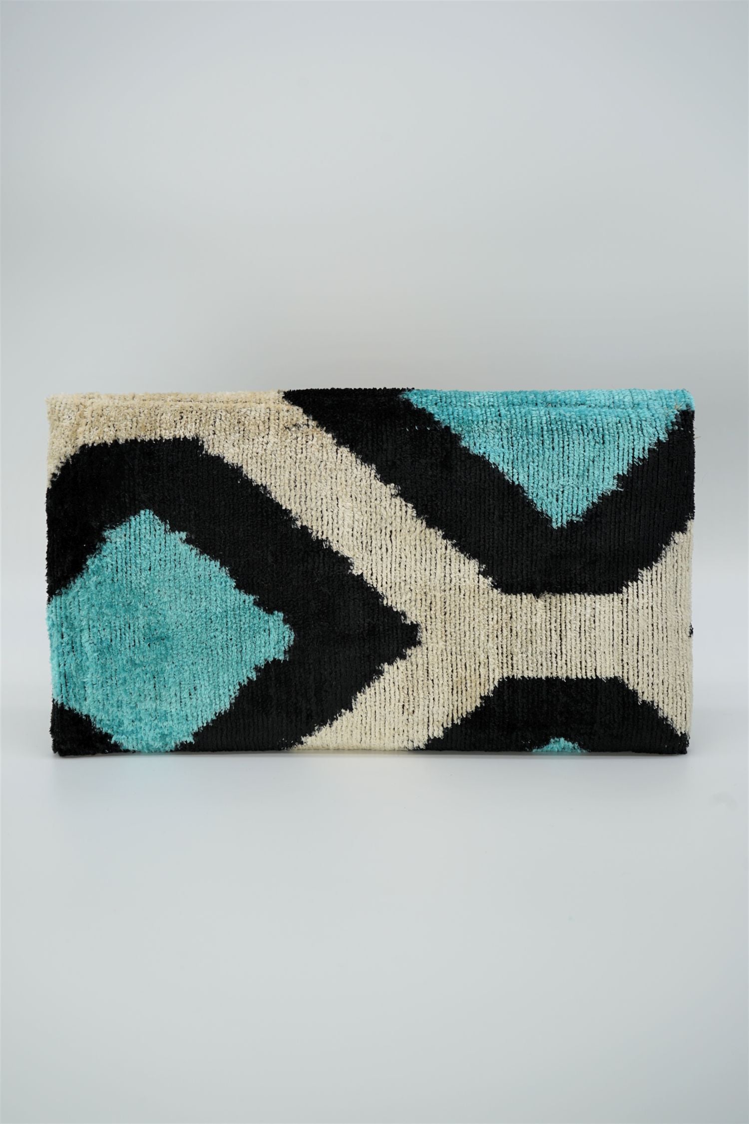 Clutch Seidensamt FUNKY ROMBO türkis