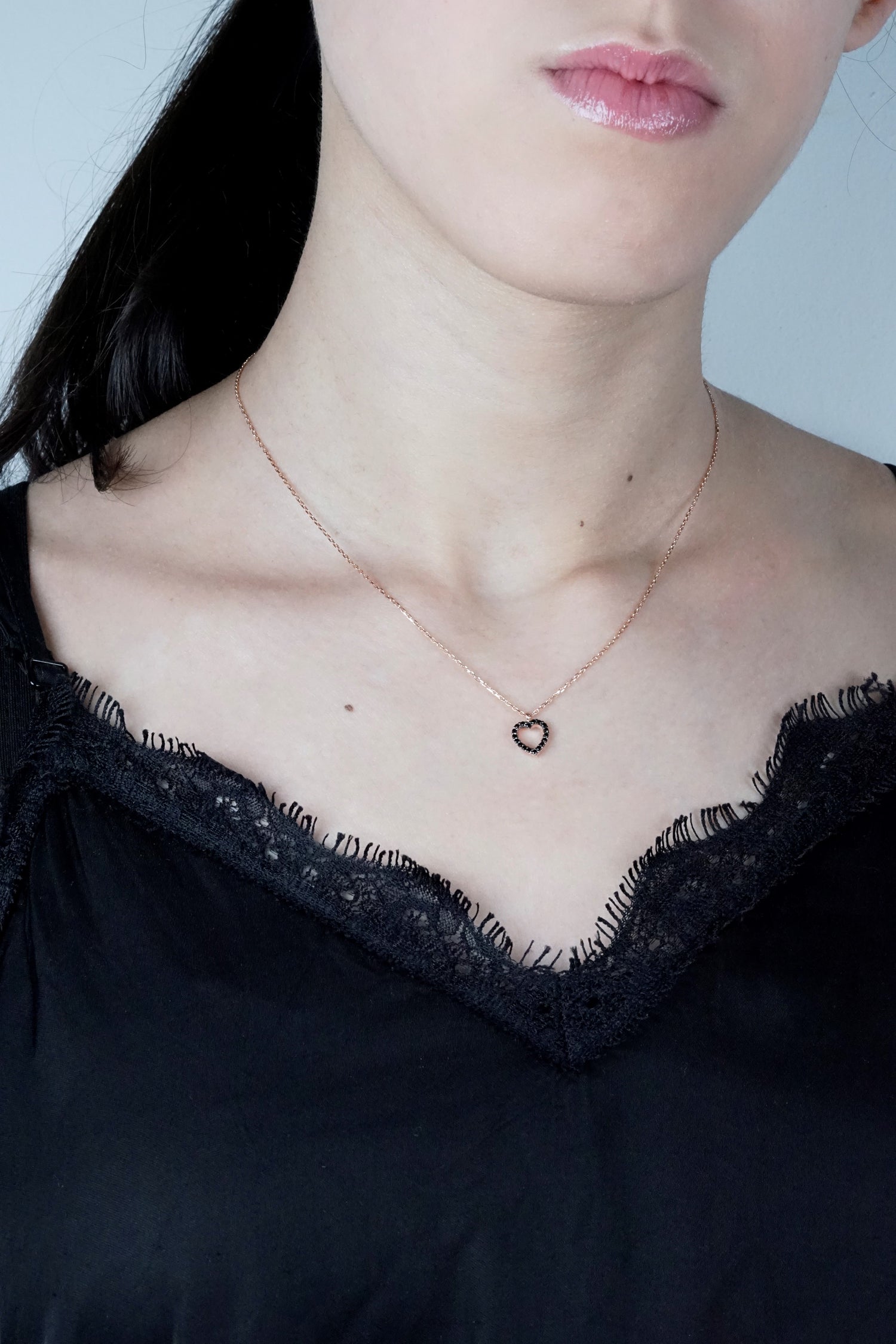 Kette HEART schwarz-roségold