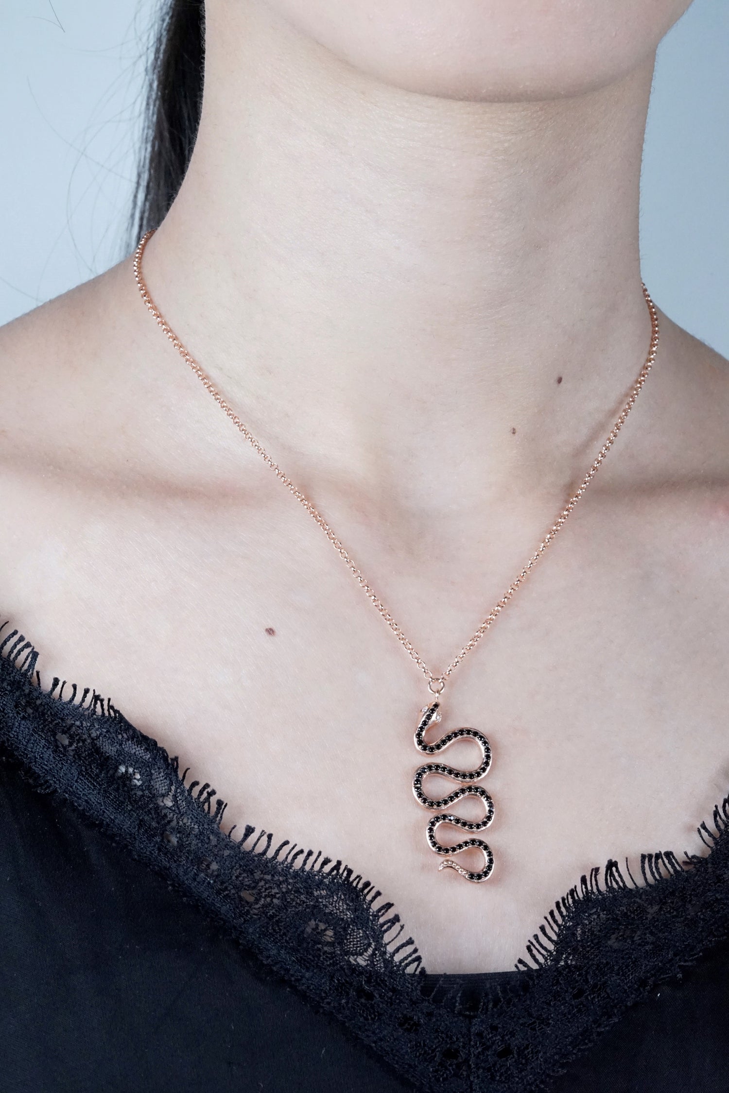 Kette SNAKE schwarz-roségold