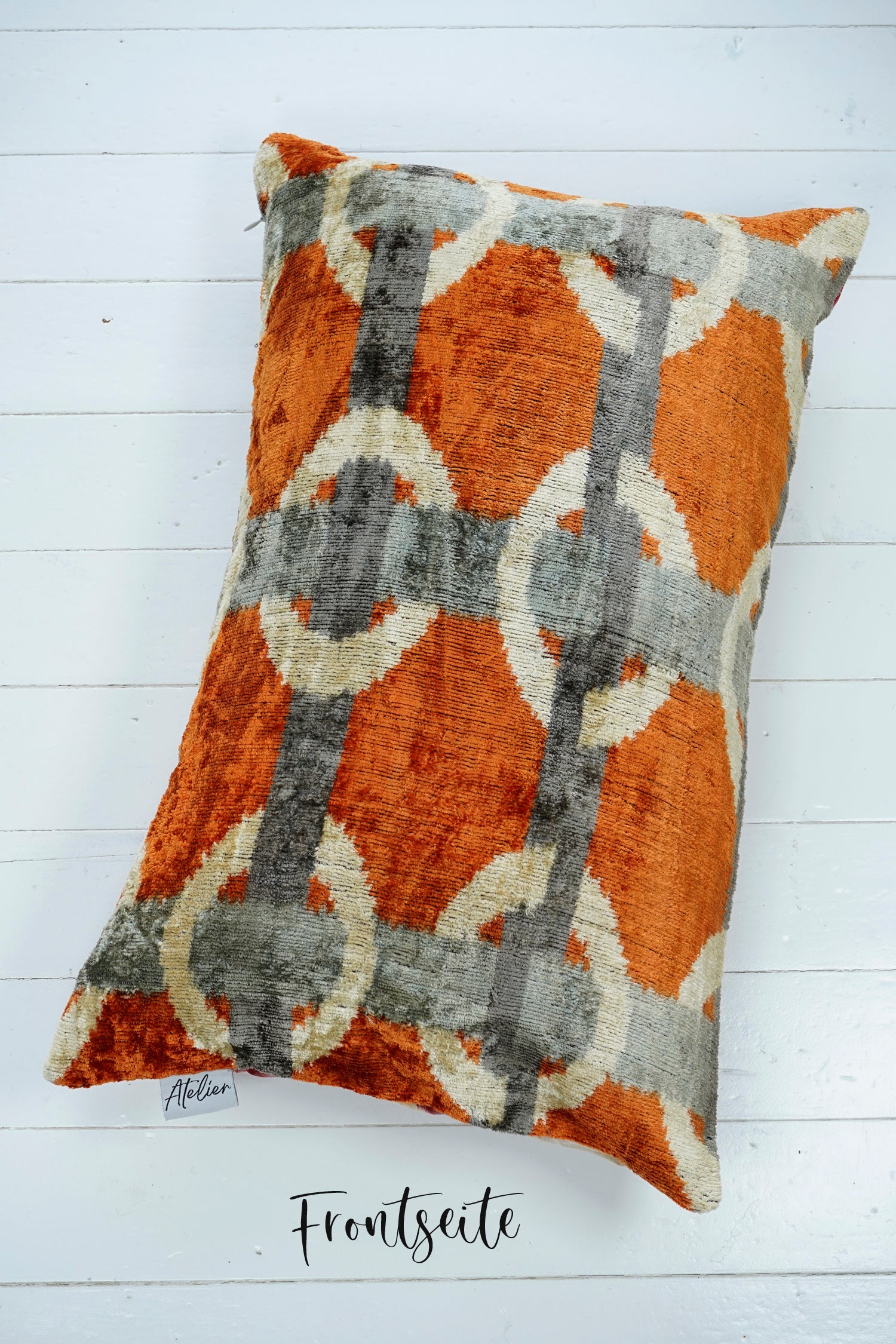 Seidensamt Kissen BIRDSNEST orange