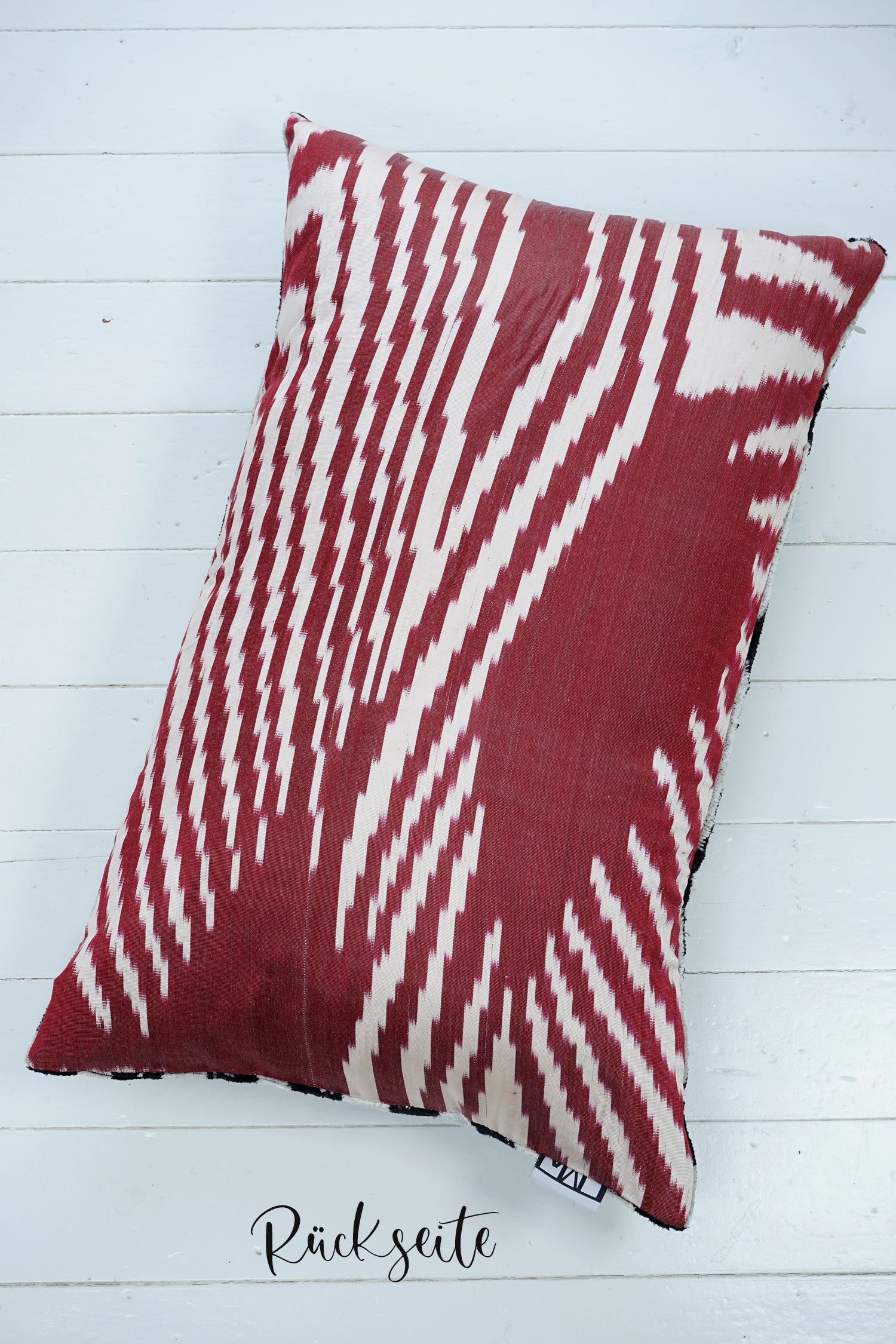 Seidensamt Kissen FIORE BIANCO schwarz