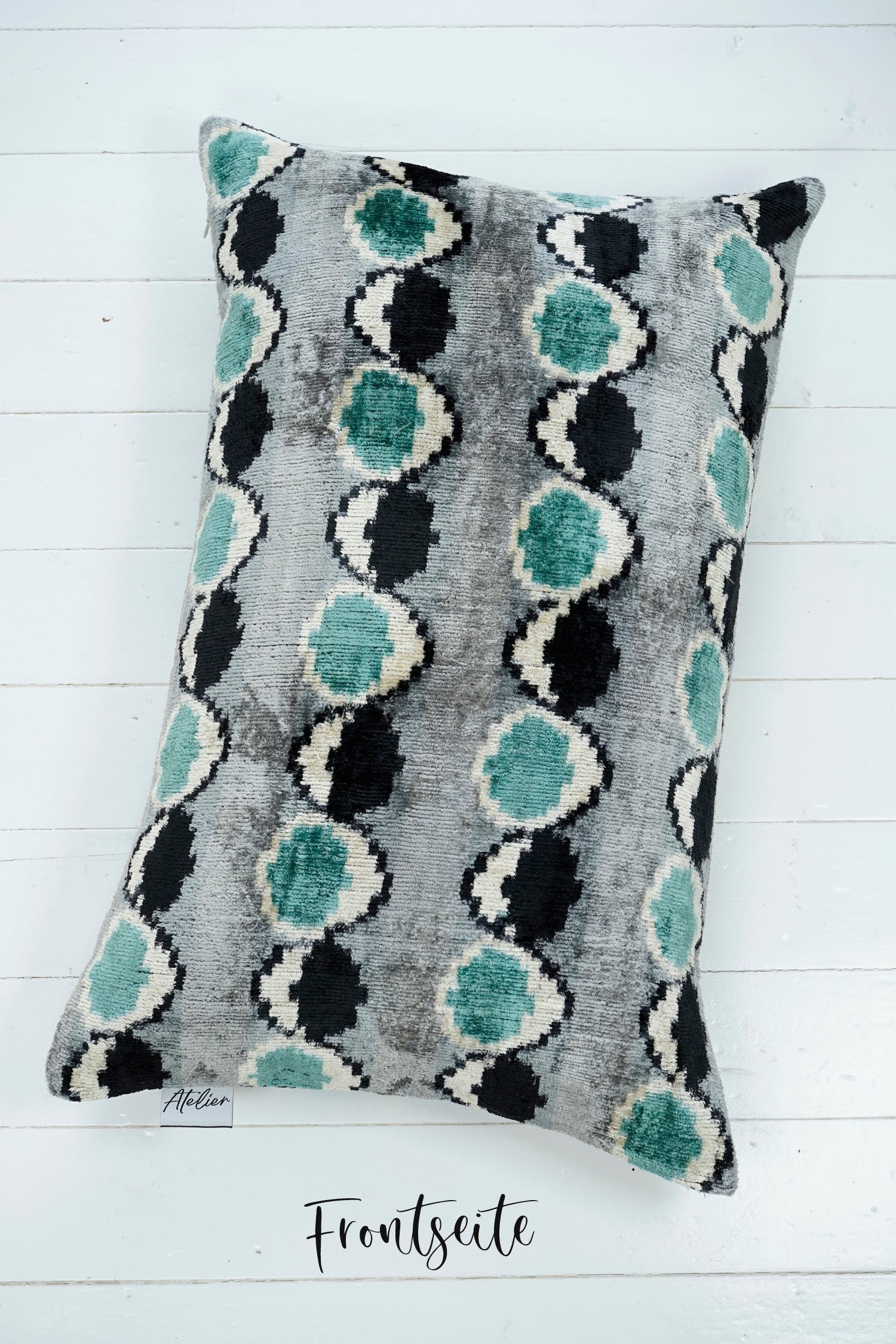 Seidensamt Kissen PUNTO PAZZO grau