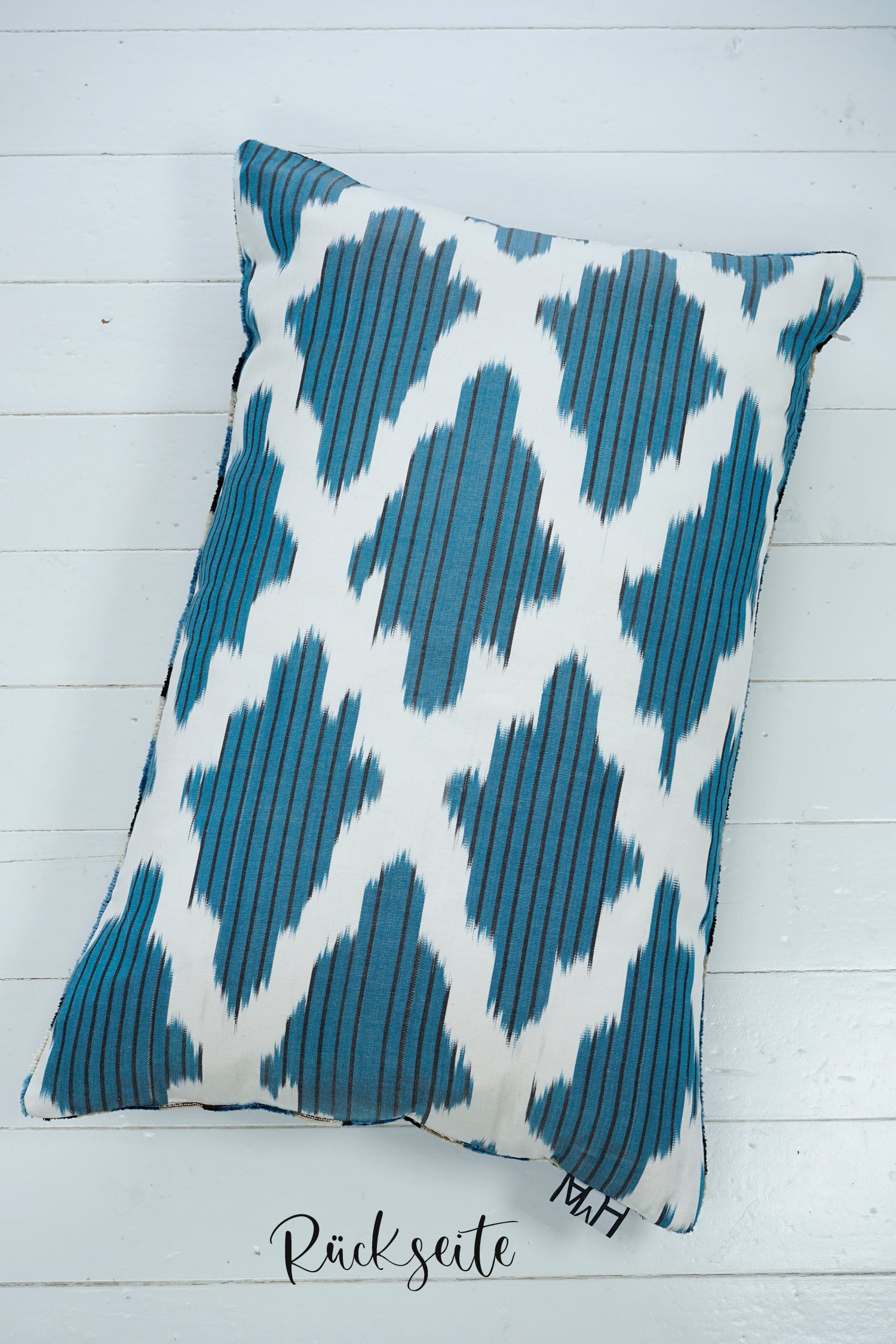 Seidensamt Kissen TRIPPY blau