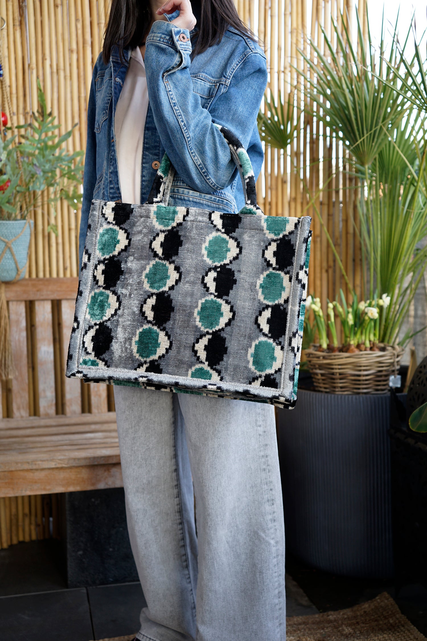 Shopper Seidensamt PUNTO PAZZO grau