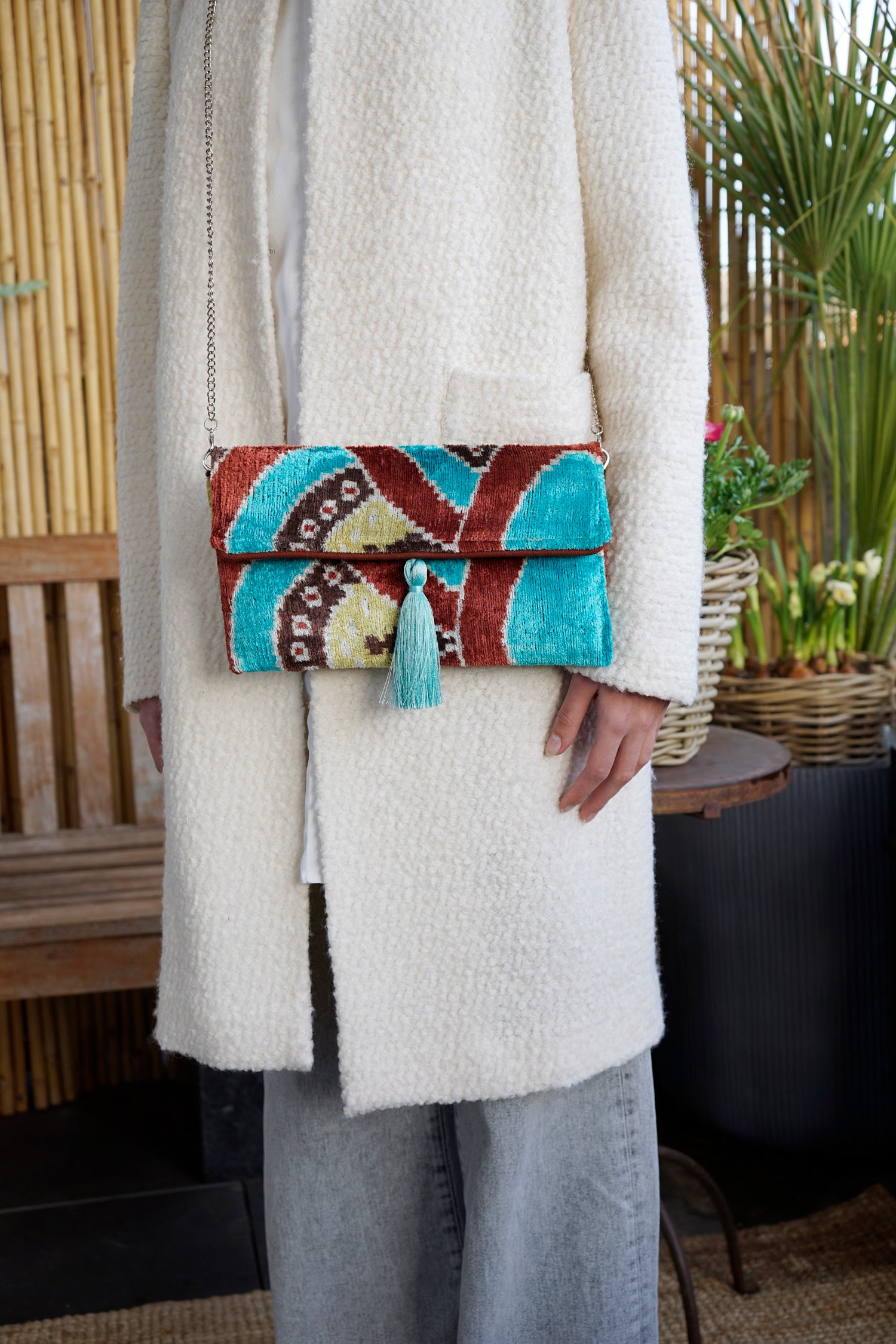 Clutch Seidensamt CRAZY CANELLA türkis