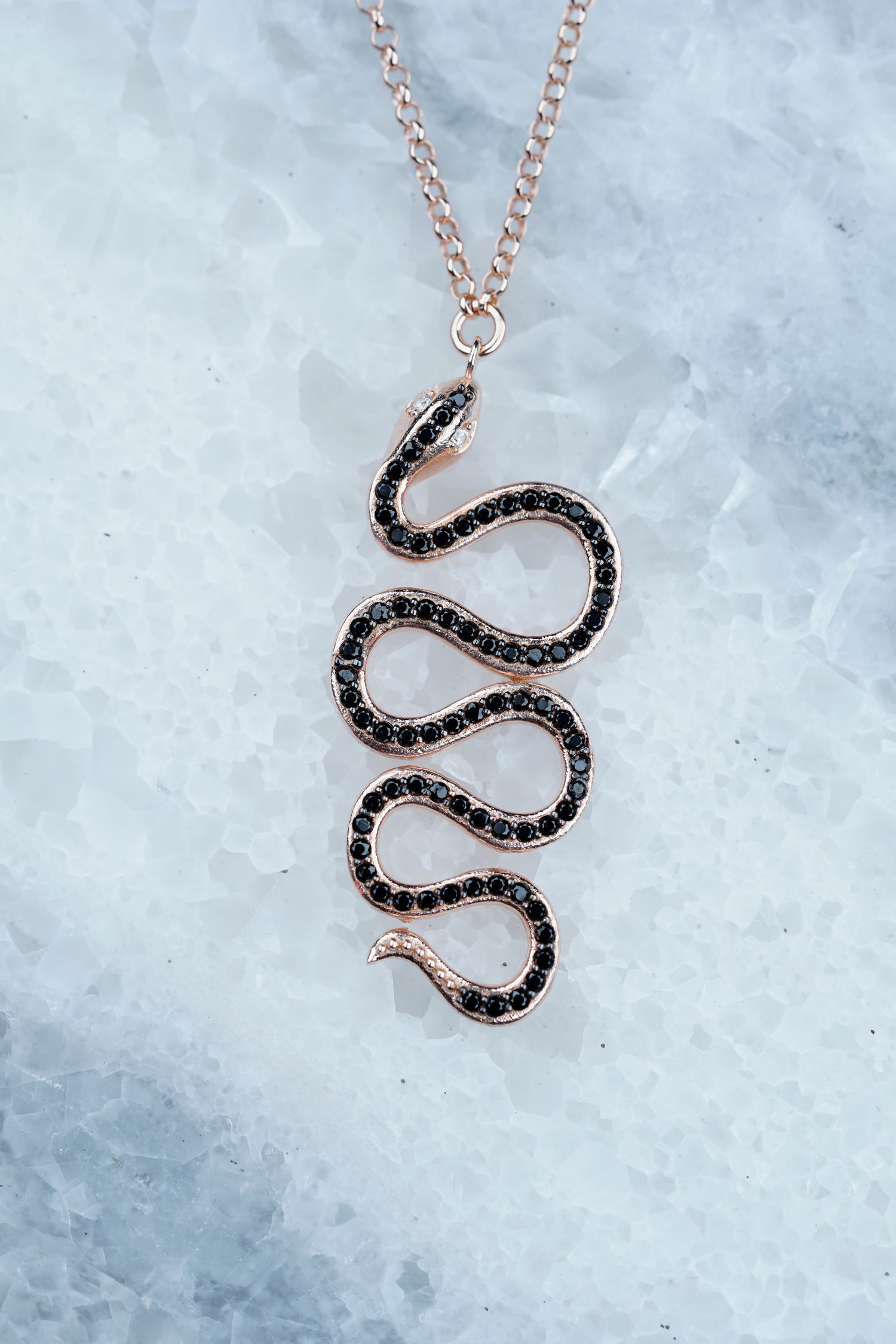 Kette SNAKE schwarz-roségold