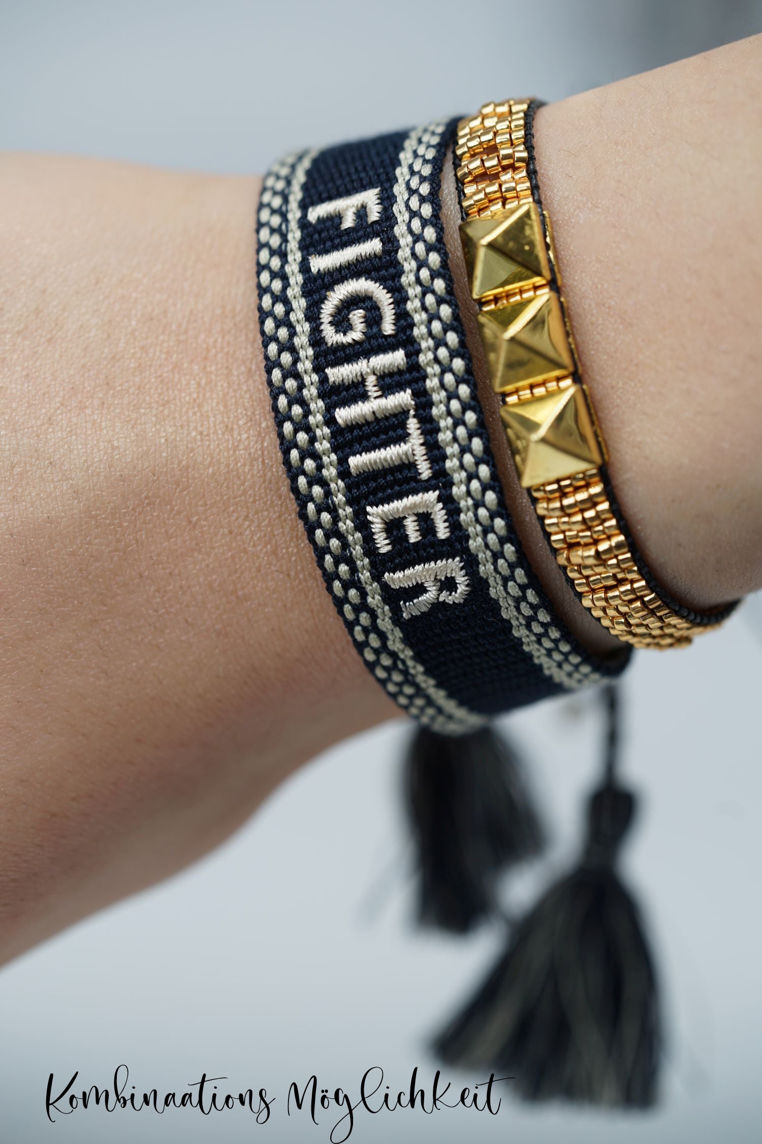 Statement Armband RIVETTO gold-schwarz