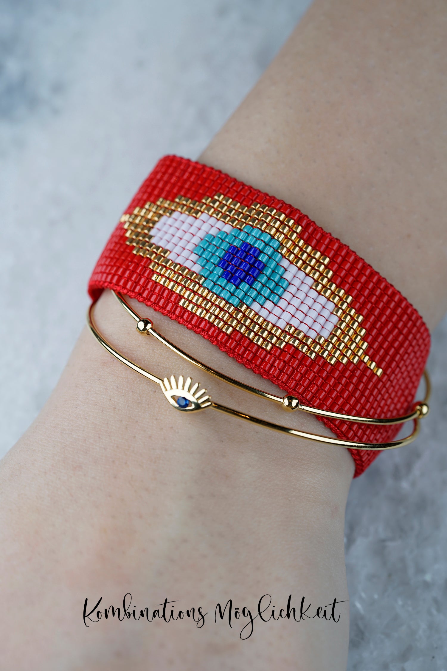 Statement Armband BLUE EYE rot