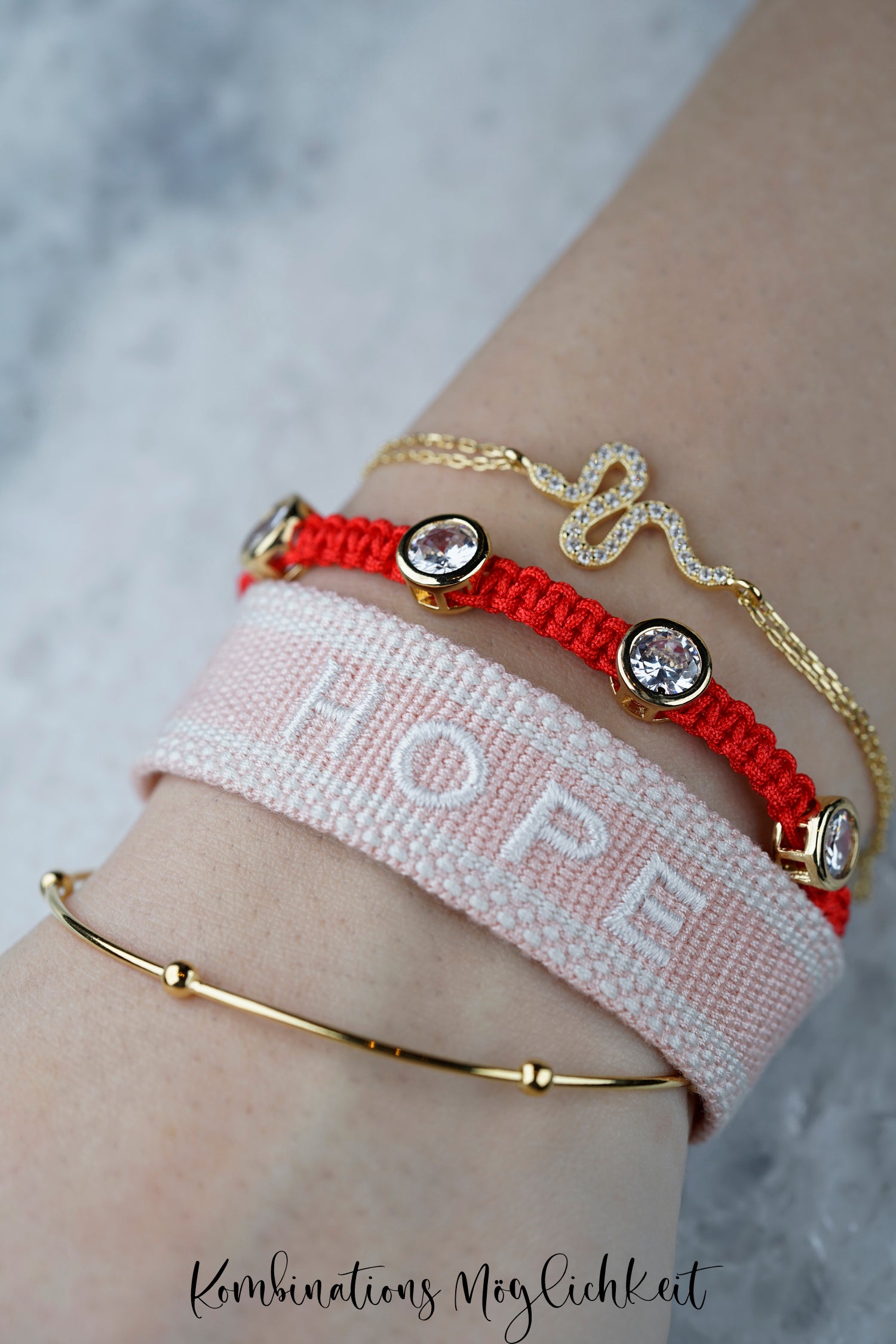 Statement Armband STONE rot