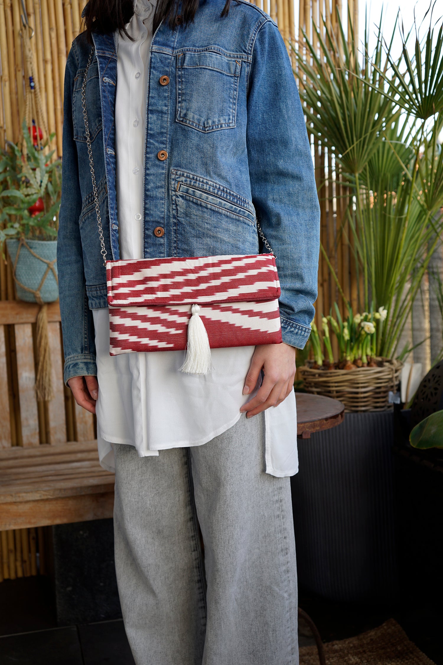 Clutch Seide STRAWBERRIES CREAM rot