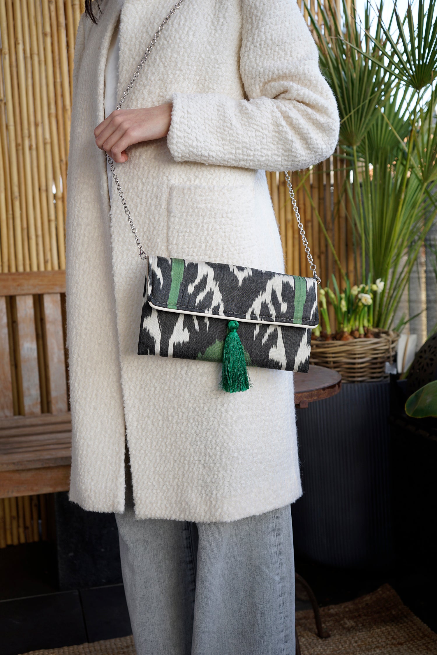 Clutch Seide GREEN TRICK schwarz