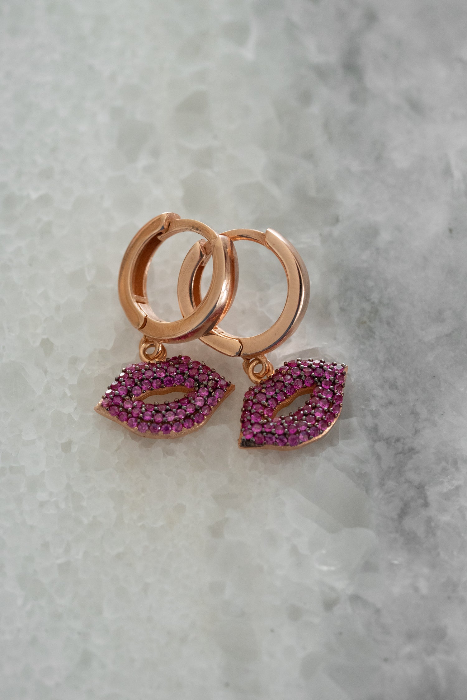 Creolen PINK RUBY LIPS roségold