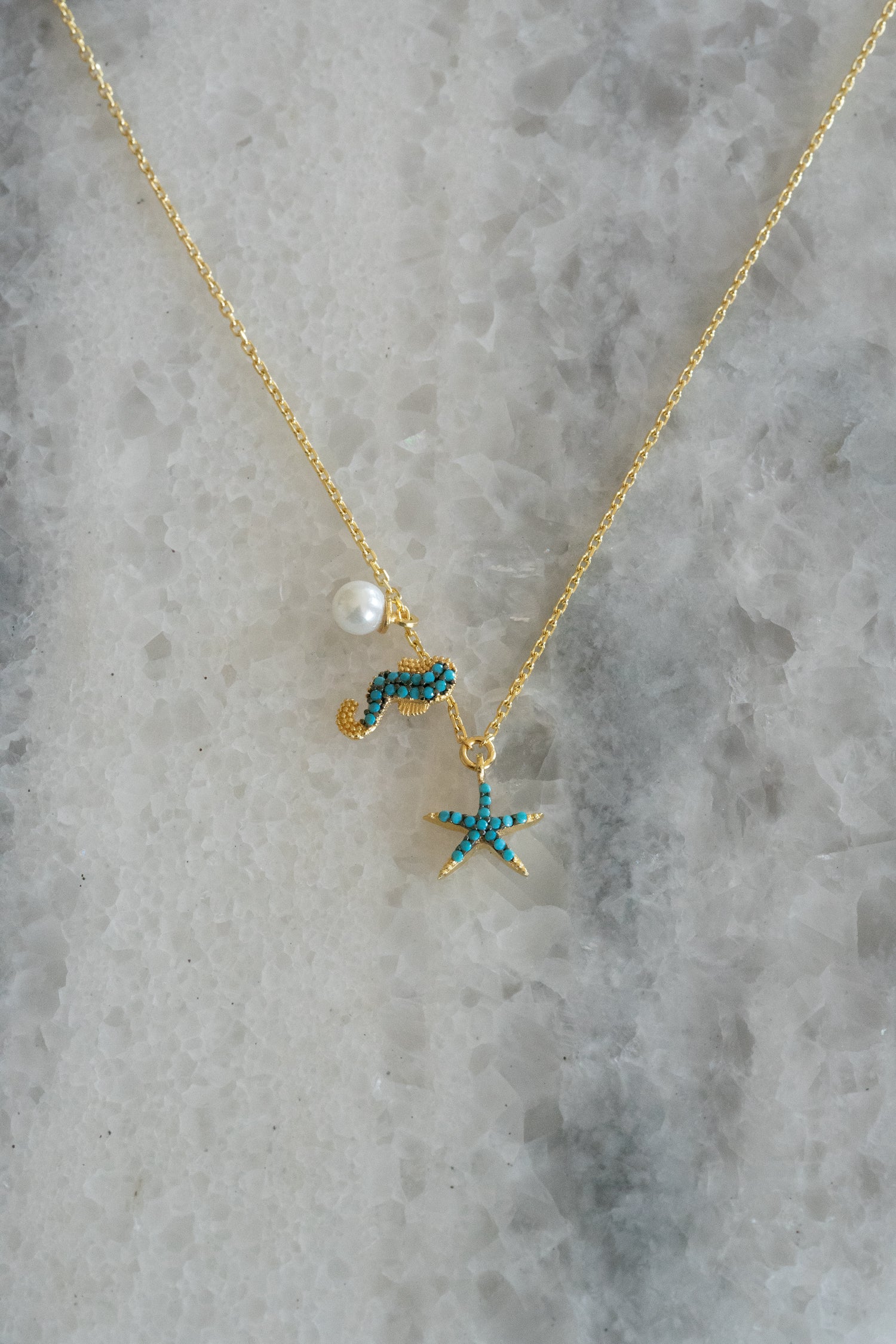 Kette STARFISH-SEAHORSE gold