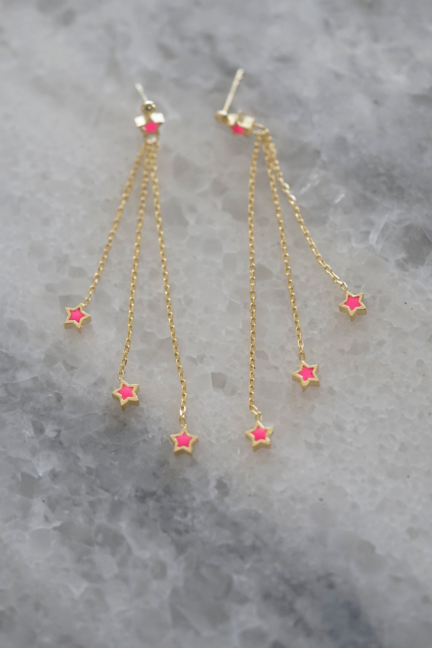 Ohrhänger PINK STARS gold