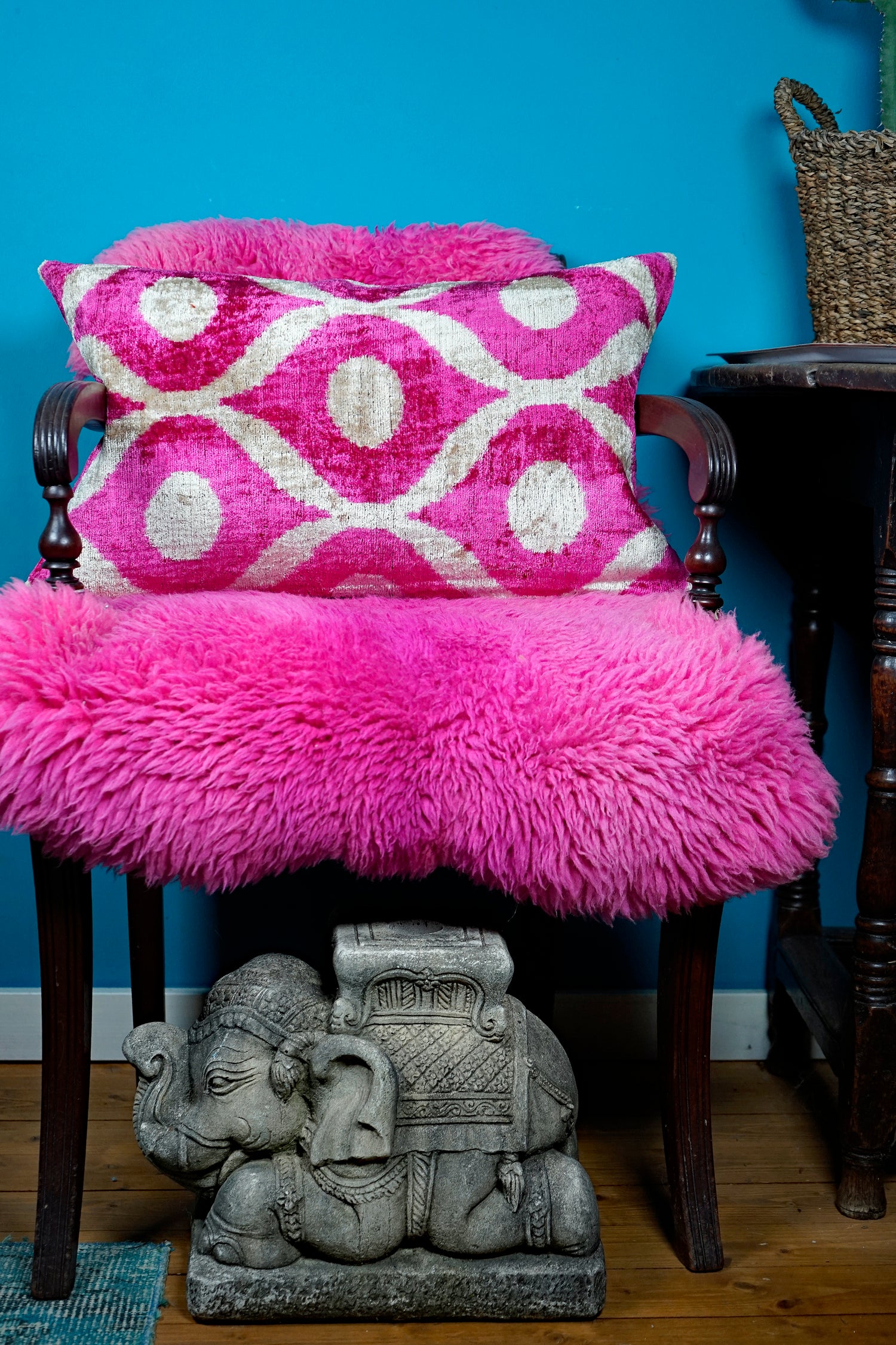 Seidensamt Kissen LILO LOOPY pink