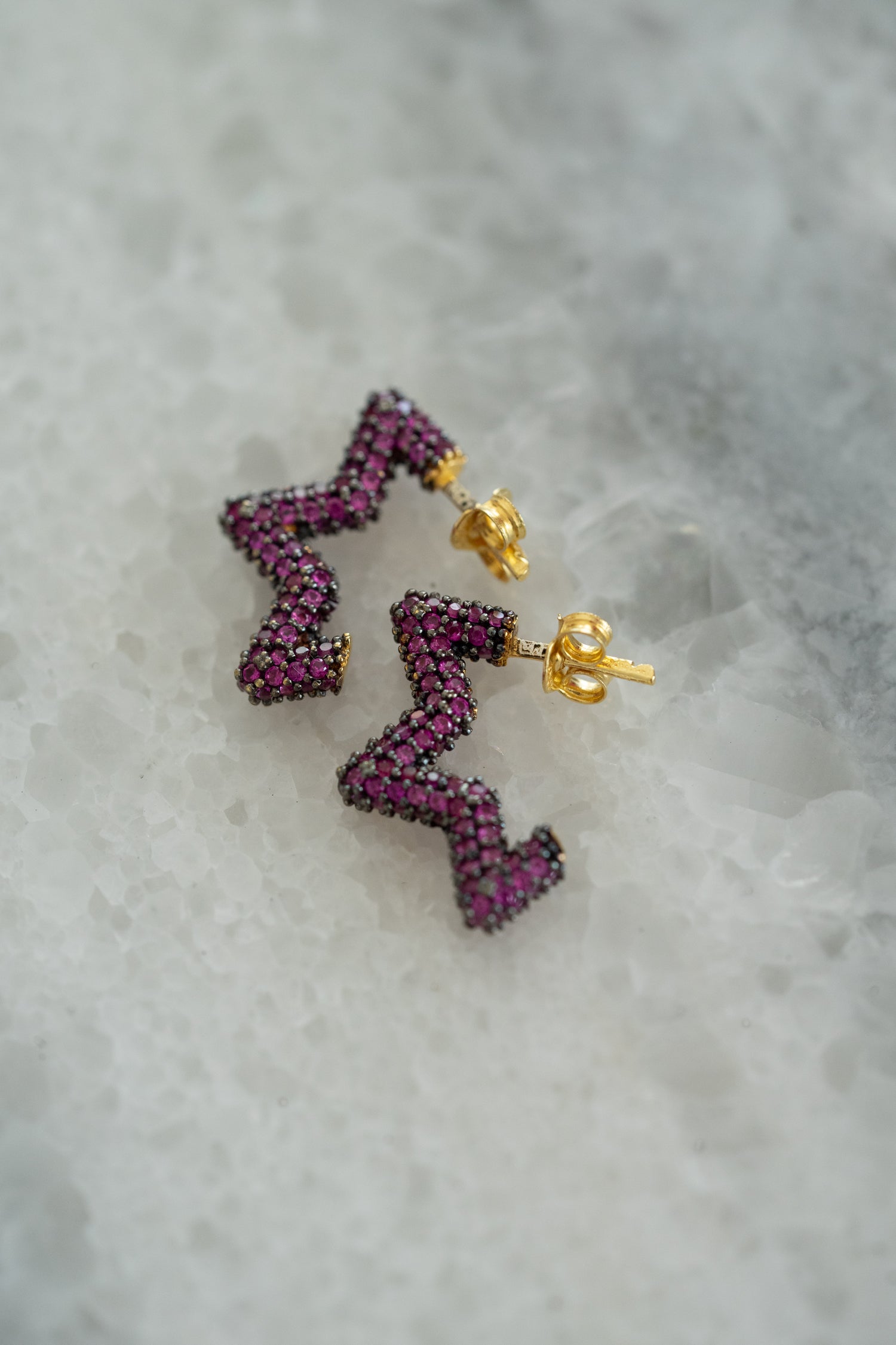 Ohrstecker PINK RUBY STAR gold