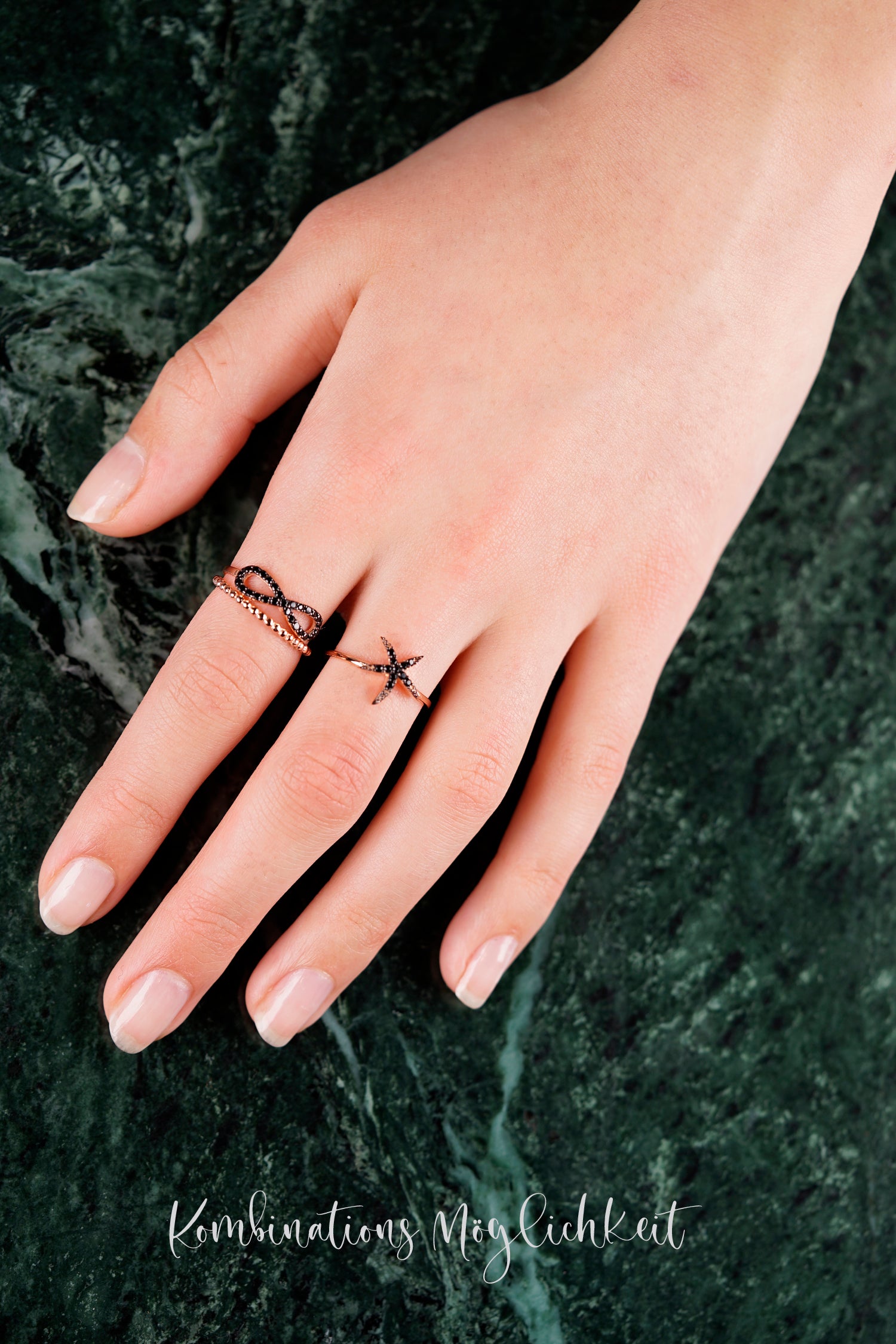 Ring BLACK STARFISH roségold