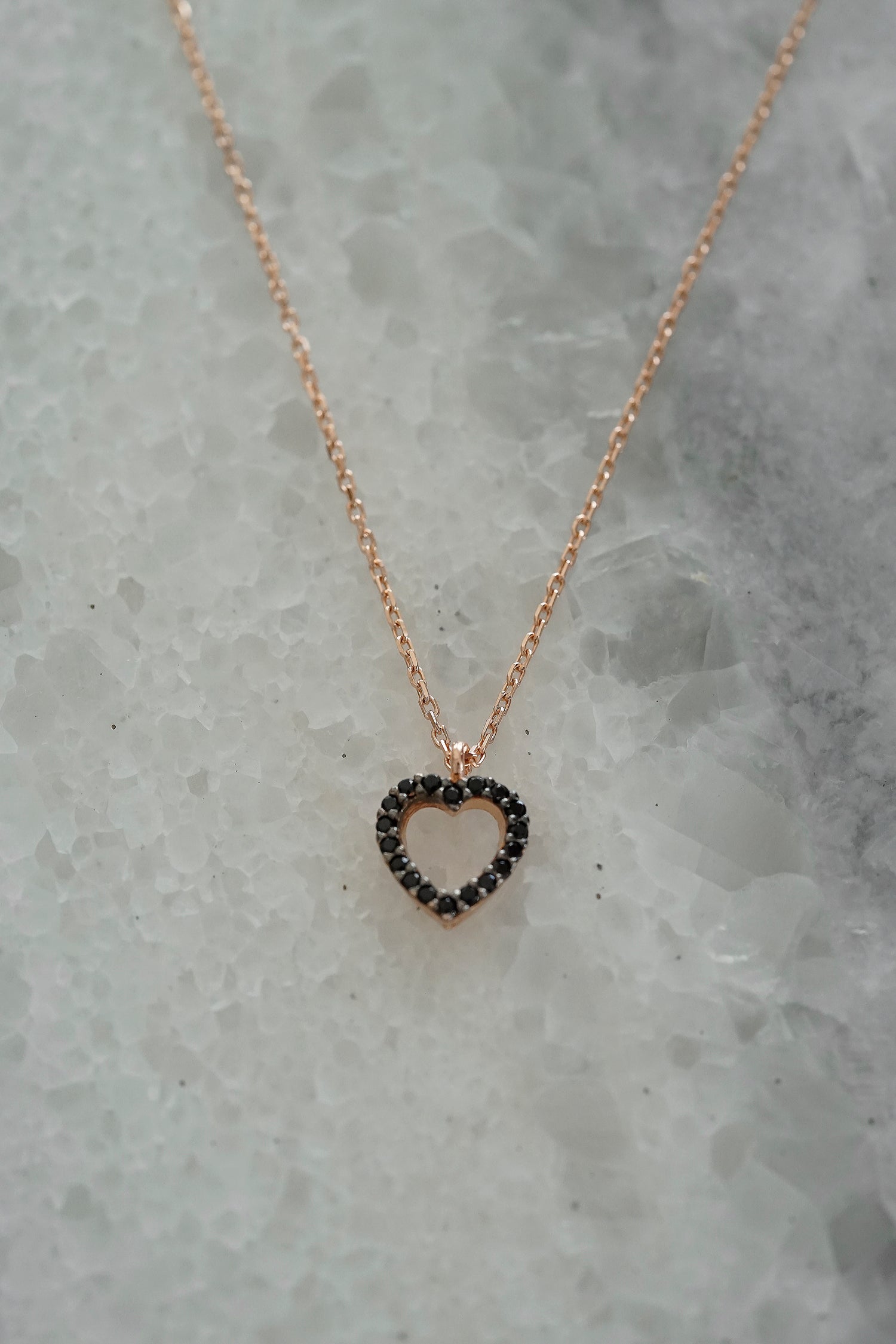 Kette HEART schwarz-roségold