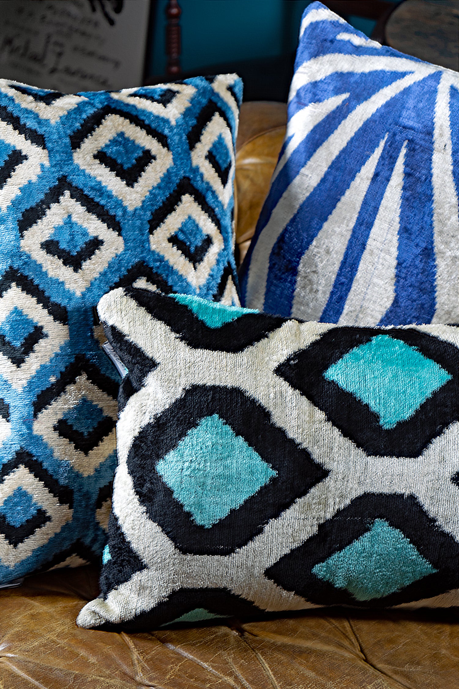 Seidensamt Kissen PULP FICTION blau