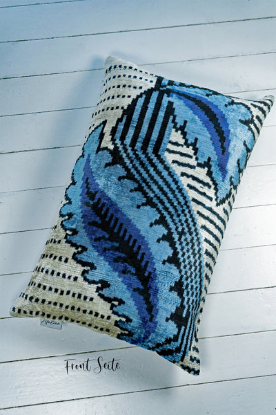 Seidensamt Kissen BLUES CLUES blau