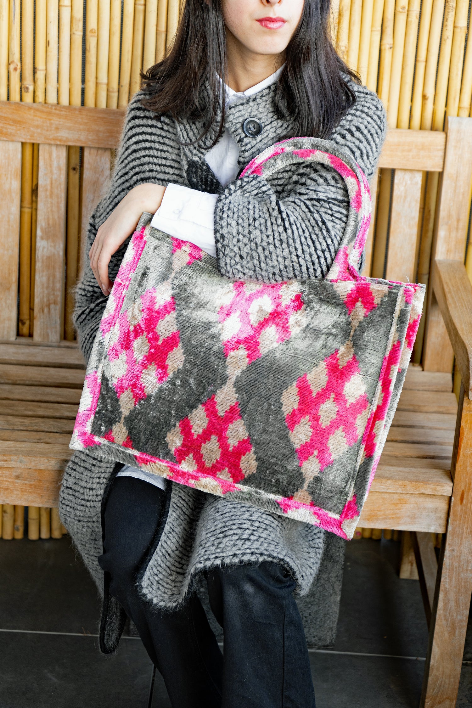 Shopper Seidensamt TROPICAL PINK pink