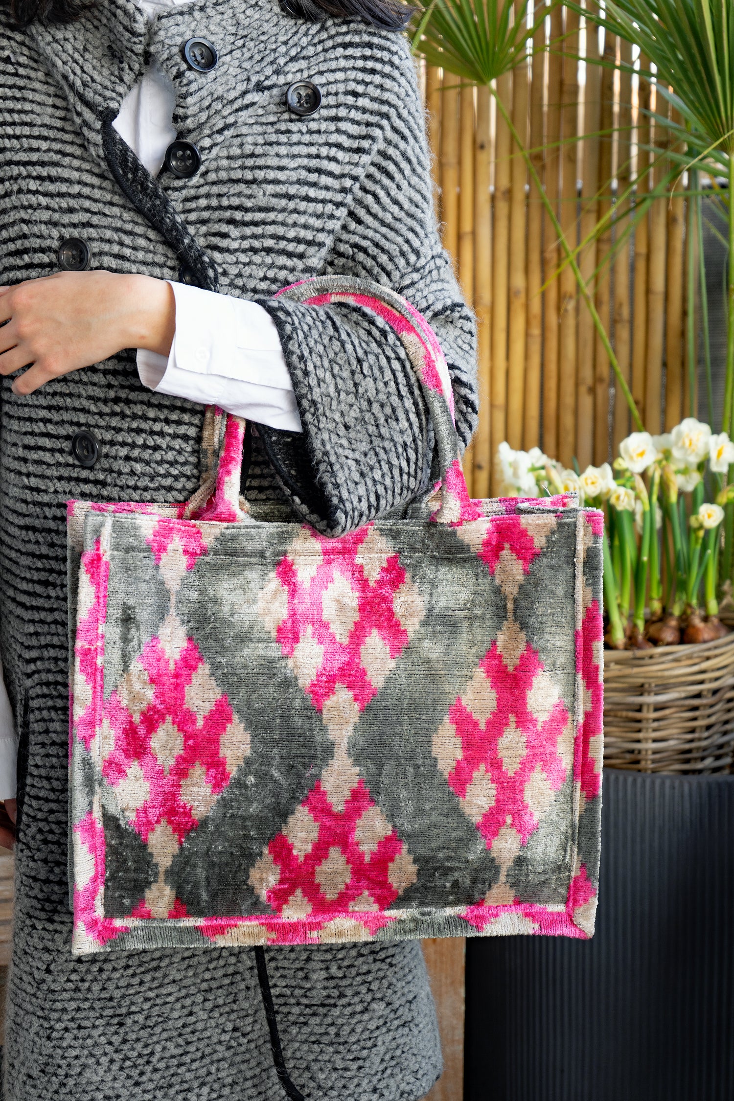 Shopper Seidensamt TROPICAL PINK pink