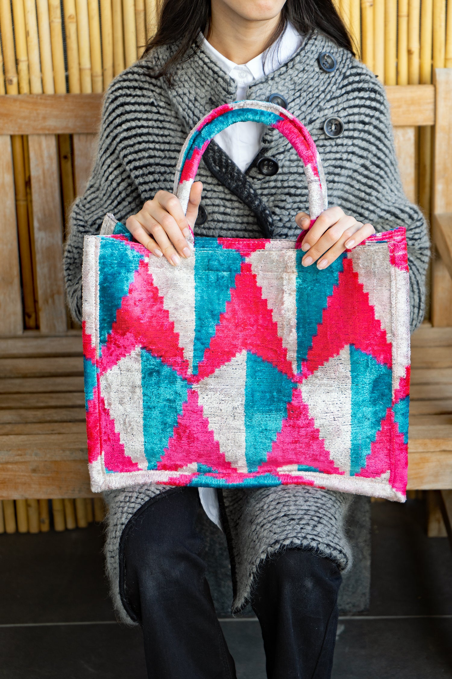 Shopper Seidensamt JUKE BOX pink