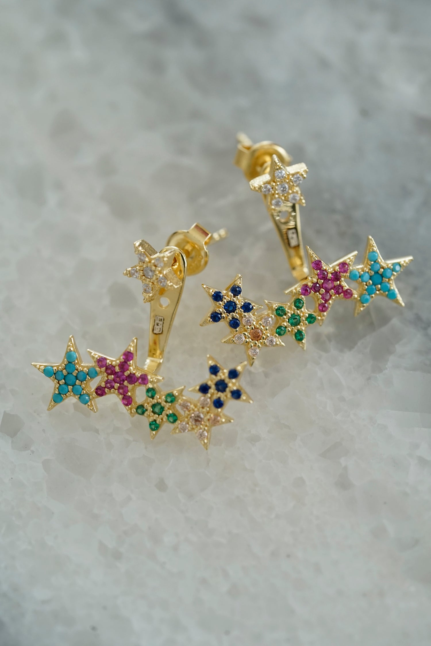 Ohrstecker SHINING RAINBOW STARS gold