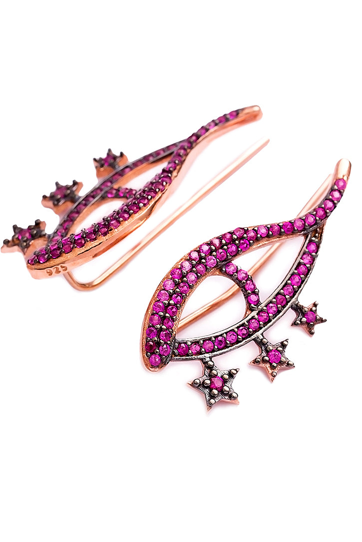 Earcuffs-Ohrhänger PINK STAR EYE roségold