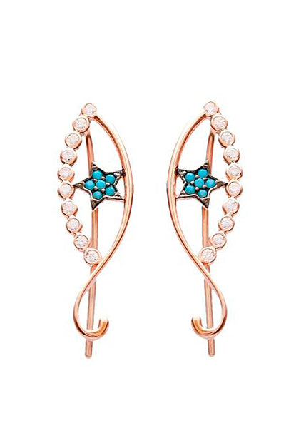 Earcuffs-Ohrhänger TURQUISE STAR EYE gold