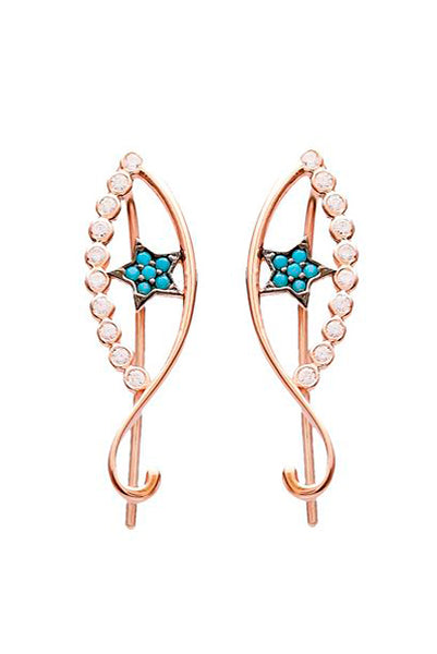 Earcuffs-Ohrhänger TURQUISE STAR EYE gold