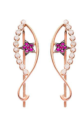 Earcuffs-Ohrhänger PINK STAR EYE roségold
