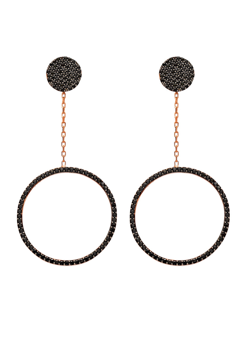 Ohrringe BLACK CIRCLE roségold