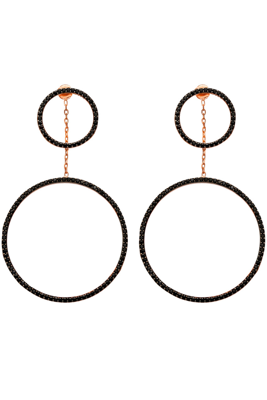 Ohrringe BLACK CIRCLE roségold