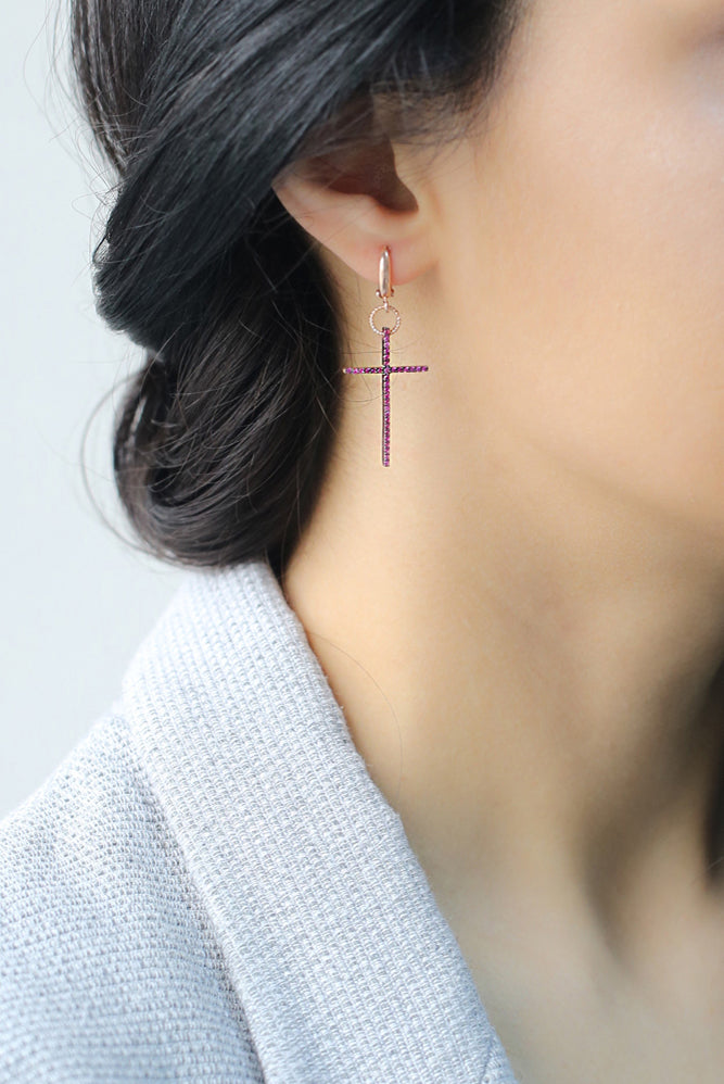 Creolen PINK RUBY CROSS roségold