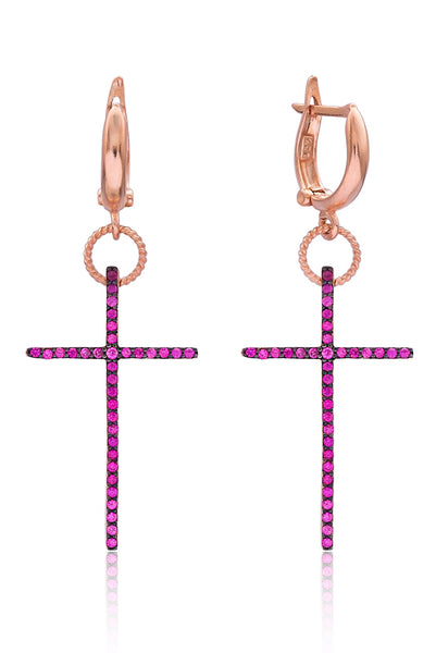 Creolen PINK RUBY CROSS roségold